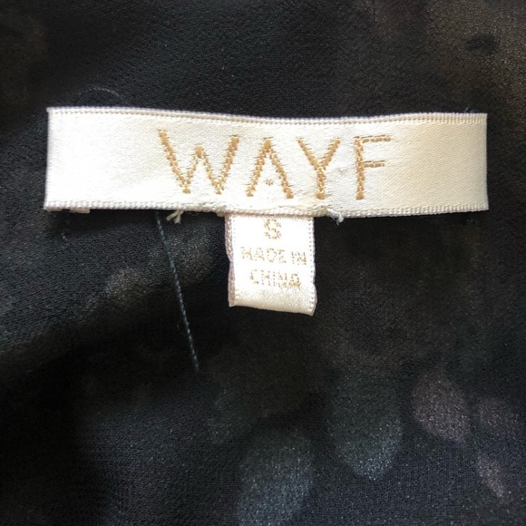 WAYF Boho Floral Black Choker Neckline Keyhole Long Sleeve Shift Dress - Picture 6 of 6